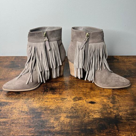 Betseyville by Betsey Johnson Leather Fringe Ankle Boots Sz 10 Western Festival - Picture 4 of 11